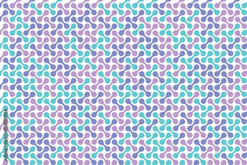 Metaball graphic design vector illustration. Connected circle shapes. Connected blobs objects in teal and purple colors on white background. Abstract geometric pattern background.
