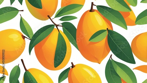 Mangoes and leaves illustration