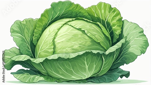 Fresh green cabbage food agriculture vegetable