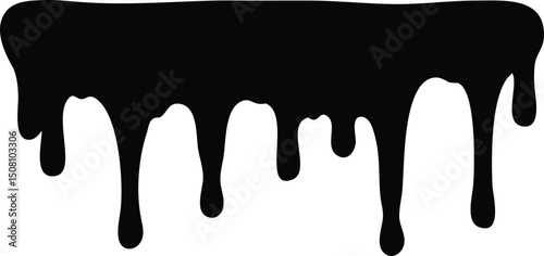 Drips descend in the black paint, creating a stark, bold artistic impression