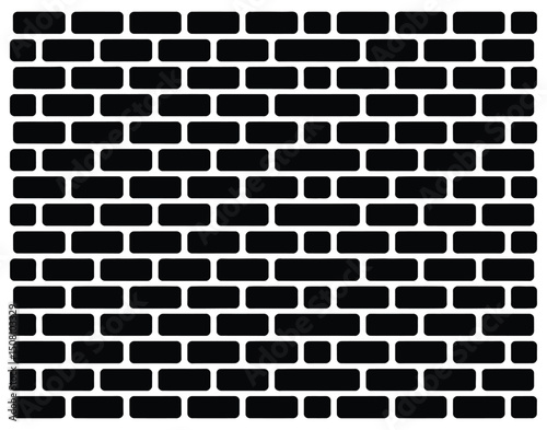 Brick wall vector Black and white brick wall illustration seamless pattern