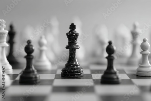 Black King on Chessboard Scene