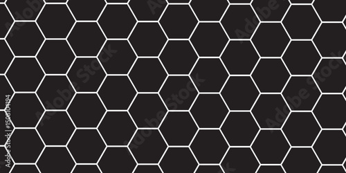 Abstract black hexagonal geometric hexagon polygonal pattern background. seamless black web cell and triangle abstract honeycomb background. backdrop wallpaper.	