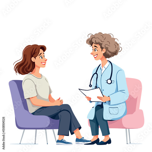 Vsai female doctor consulting patient about medical test results