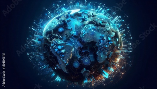 Realistic 3D abstract world map