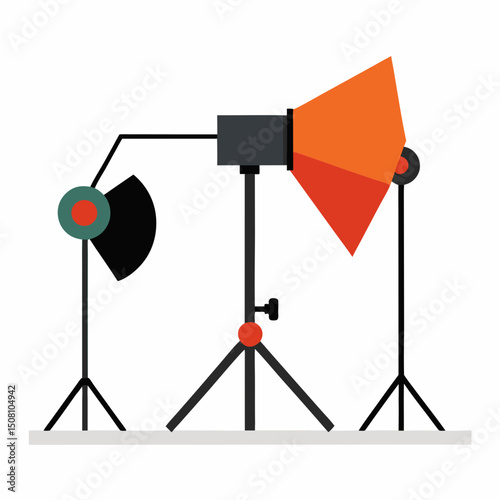 Studio lighting vector illustration for World Photography Day. Ideal for creative projects, banners, and marketing use.