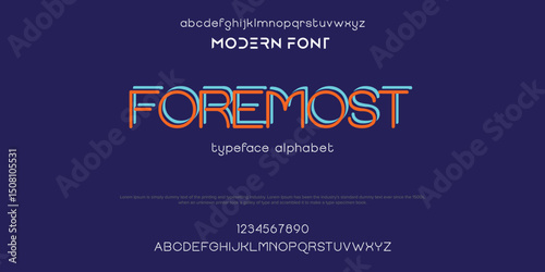 Creative Outline Double line monogram alphabet and tech fonts. Lines font regular uppercase and lowercase. Vector illustration.
