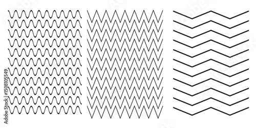 Waves line set. Wave ornament pattern. Set of wavy zigzag lines. Wave thin line background. Vector zigzag and wavy horizontal underline. Vector illustration  Eps 10