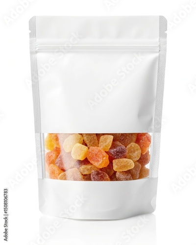 Stand-Up Pouch Packaging for Colorful Gummies Candy Blank Label Mockup for Food Product Design