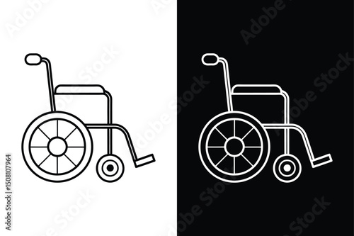 Wheelchair Outline Vector. Flat Line Icon for Disability Representation