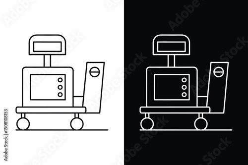 X-ray machine icon in line style vector illustration black white background. X-ray machine line icon