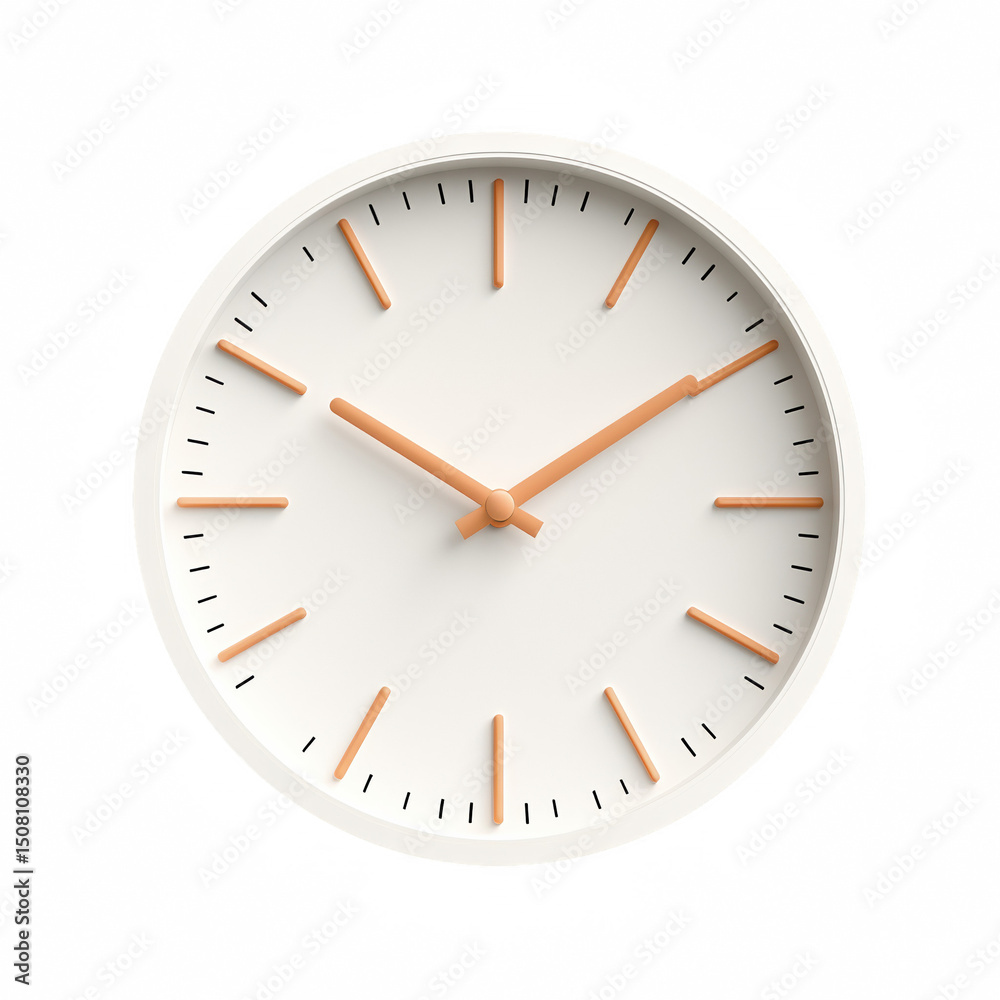 Modern clock displaying time with simple design and minimalistic style. Modern clock displaying time with simple design and minimalistic style.