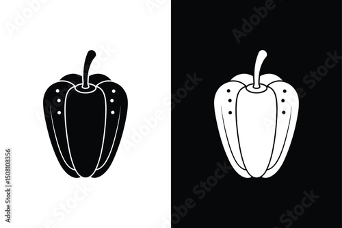 Chili Pepper and Black Pepper Vector. Silhouette Icons for Food Graphics