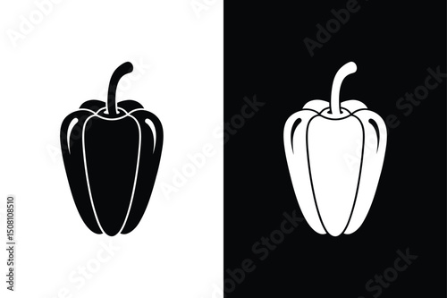Minimal Chili and Black Pepper Icon. Spicy Food Vector Illustrations