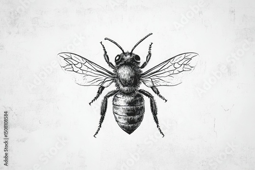 Detailed illustration of a bee in flight.