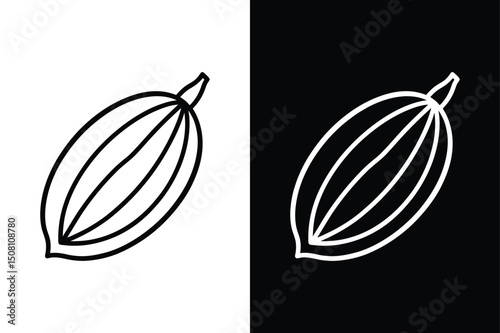 Cardamom Line Drawing. Elegant Black and White Vector Spice Symbol