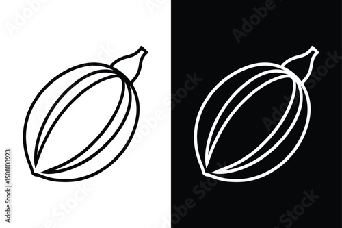 Cardamom Pod Line Icon. Bold Black and White Vector Spice Symbol