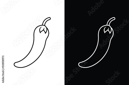 Organic Chili Pepper Icon. Line Art Vector for Spicy Food Designs