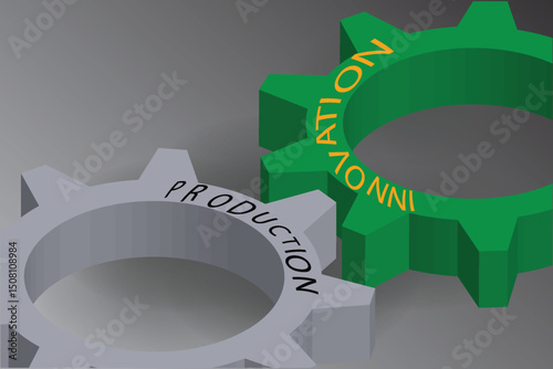 Improve Production Efficiency innovation, gear reaching one another to achieve the value of production, vector illustration design background