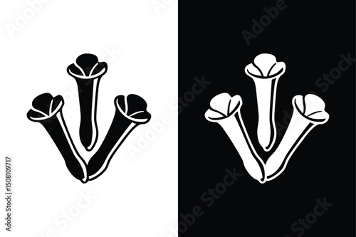 Flat Clove Vector Icon. Dried Spice Bud Silhouette for Branding and Decor