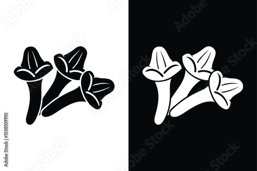 Clove Spice Vector Icon. Silhouette Logo of Dried Flower Buds in Black and White