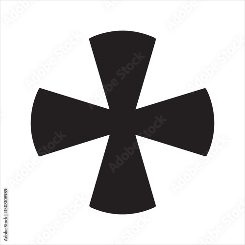 Bold Black Cross Silhouette Icon with White Outline – Medical or Military Symbol on Transparent Background