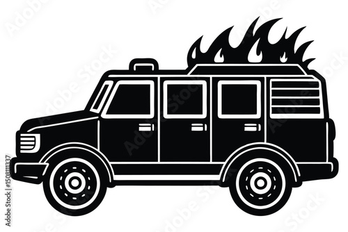 Firefighting Vehicle Silhouette Vector Artwork