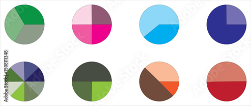 Pie chart set. Colorful diagram collection. Infographic pie chart set. Cycle collection. infographic wheel segment and fraction, percentage wheel. 