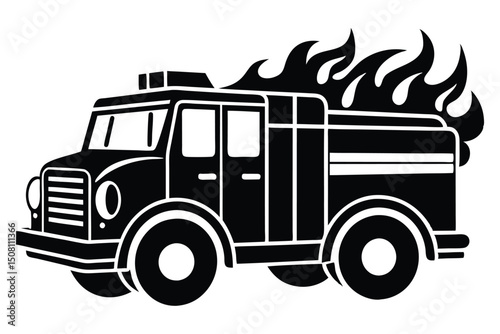 Fire Truck Silhouette Vector Graphic Design