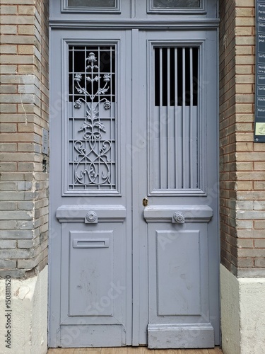 old wooden door in a stone wall