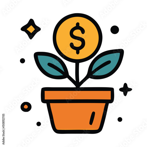 Money plant in a pot, perfect for financial blogs, gardening articles, or business presentations needing a touch of nature.
