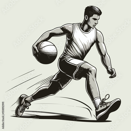 a person is dribbling a basketball