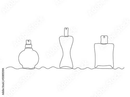 An abstract set of different toilet waters, continuous single one line art hand drawing sketch logo