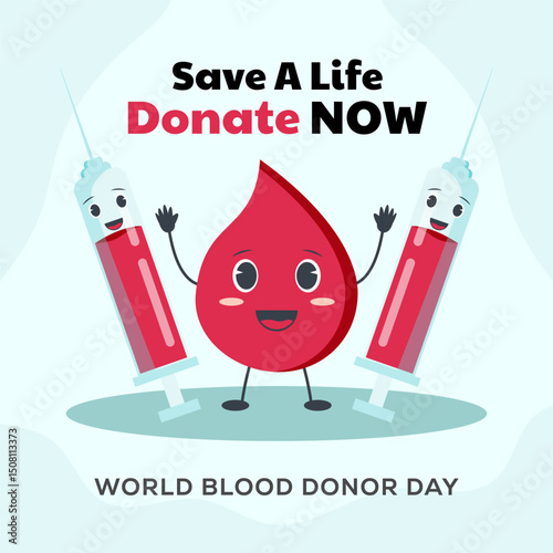 world blood donor day illustration. Save a life, donate now