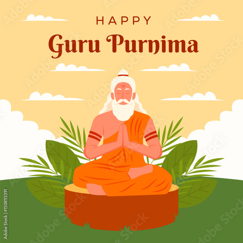 celebrate guru purnima illustration in flat design
