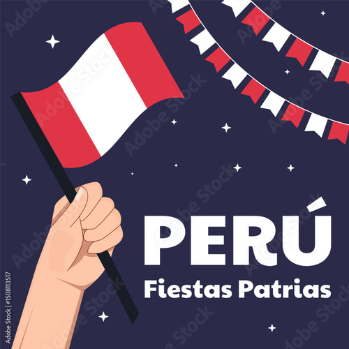 peru fiestas patrias illustration in flat style design