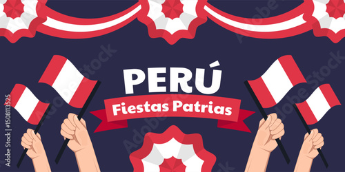 peru fiestas patrias banner illustration in flat design