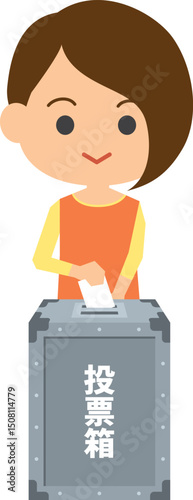 選挙の投票をする女性のイメージイラスト