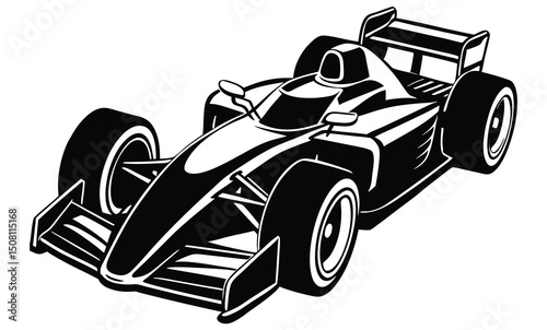 Retro cartoon racing car vector illustration with classic wheels for speed and sport transportation design