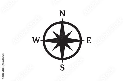 Compass silhouette vector art illustration on white background
