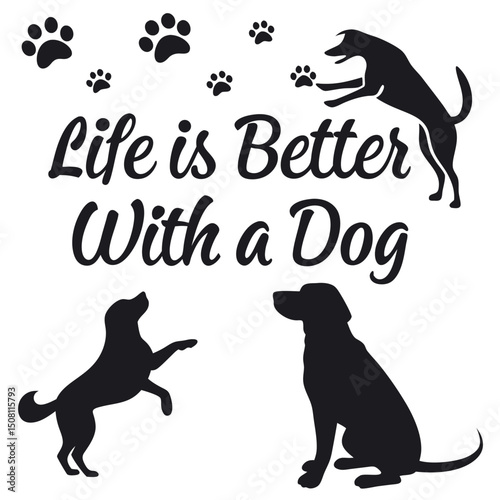 dog silhouettes dog paw print stamp life is better 02.eps