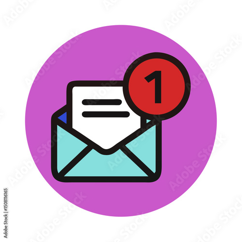 Email notification icon with message envelope in colorful design for communication
