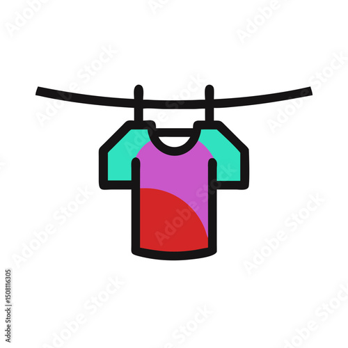 shirt hanging on a clothesline, Drying clothes in the open air