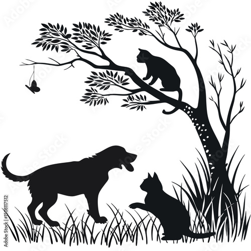 cats dogs silhouettes wildlife animals pet kitten 02.eps