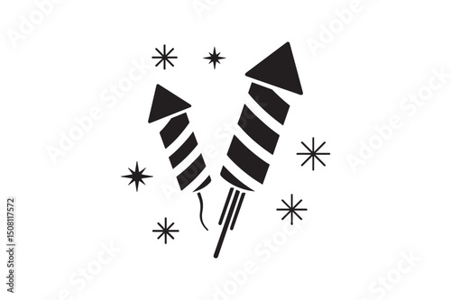 Firecrackers silhouette vector art illustration on white background