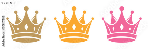 Crown vector icons, Crown vector collection, crown logo, silhouette, on a white background