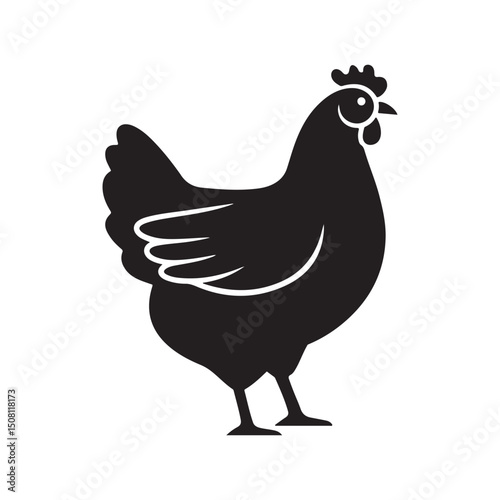 Chicken icon silhouette vector illustration on white background 