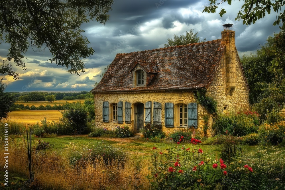 French Country House. Charming Rustic Farmhouse in the Heart of Rural France French Country House. Charming Rustic Farmhouse in the Heart of Rural France