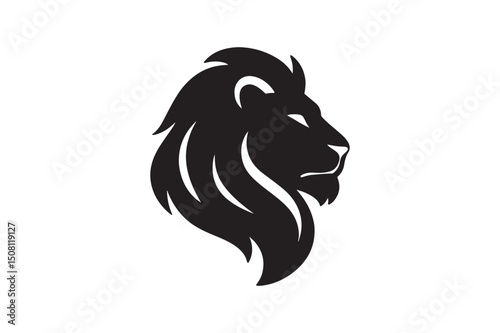 Lion head silhouette vector art illustration on white background