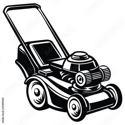 : lawn mower silhouette vector illustration